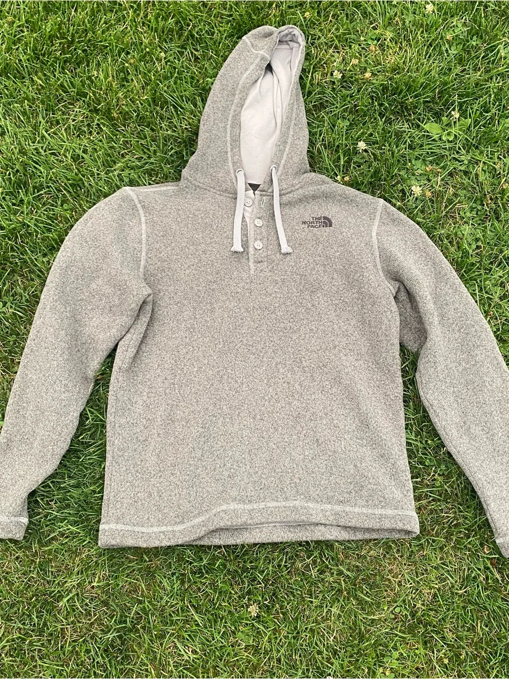 The North Face Men’s Light Gray Hooded Crewneck Pullover